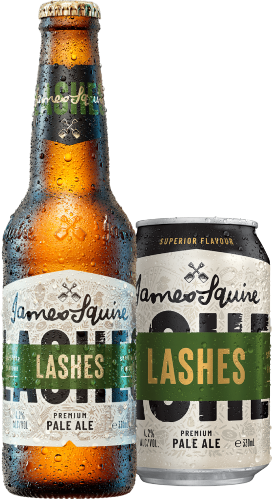 James Squire Lashes bottle and can packaging